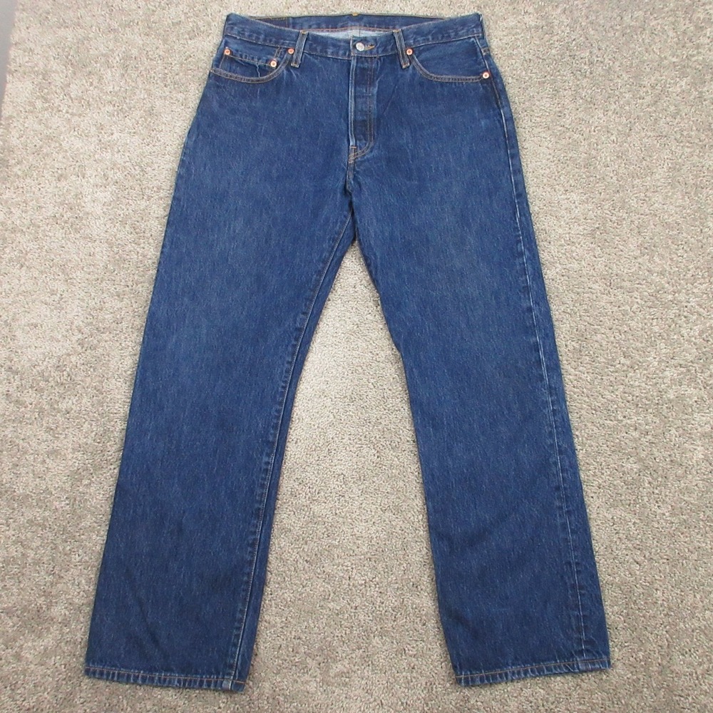 Vintage Levis Jeans Mens 36x32 Blue 501 Button Fly Original Straight Stone Denim